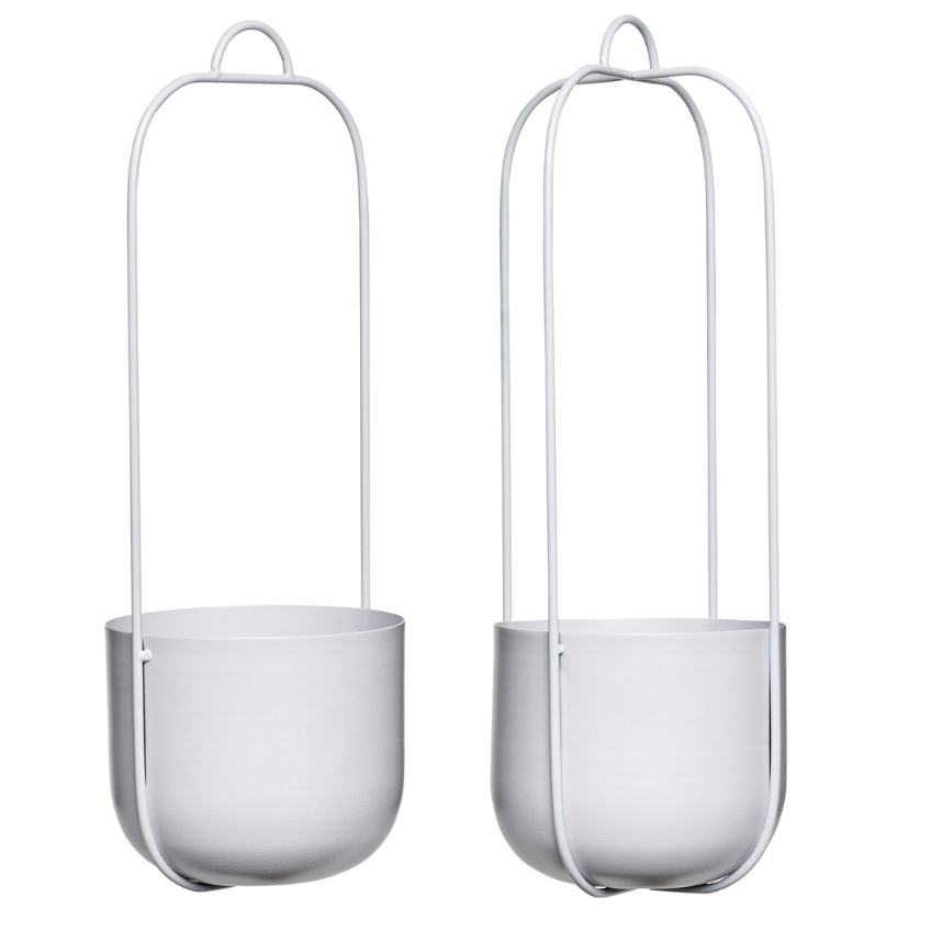 Set šedých kovových závěsných květináčů Hübsch Lotus Ø 16 cm