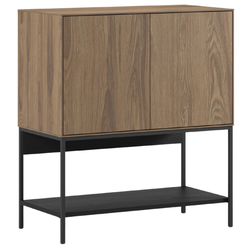 Marckeric Hnědo-černá komoda Amira 80 x 40 cm s dubovým dekorem