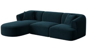 Cosmopolitan Design Petrolejově modrá sametová rohová pohovka Campi 256 cm