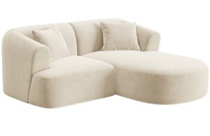 Cosmopolitan Design Světle béžová sametová rohová pohovka Campi 180 cm
