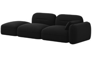 Cosmopolitan Design Černá sametová trojmístná pohovka Sydney 295 cm
