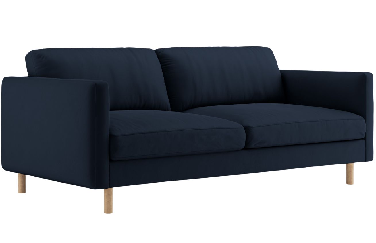 Micadoni Tmavě modrá sametová trojmístná pohovka Eden 173 cm