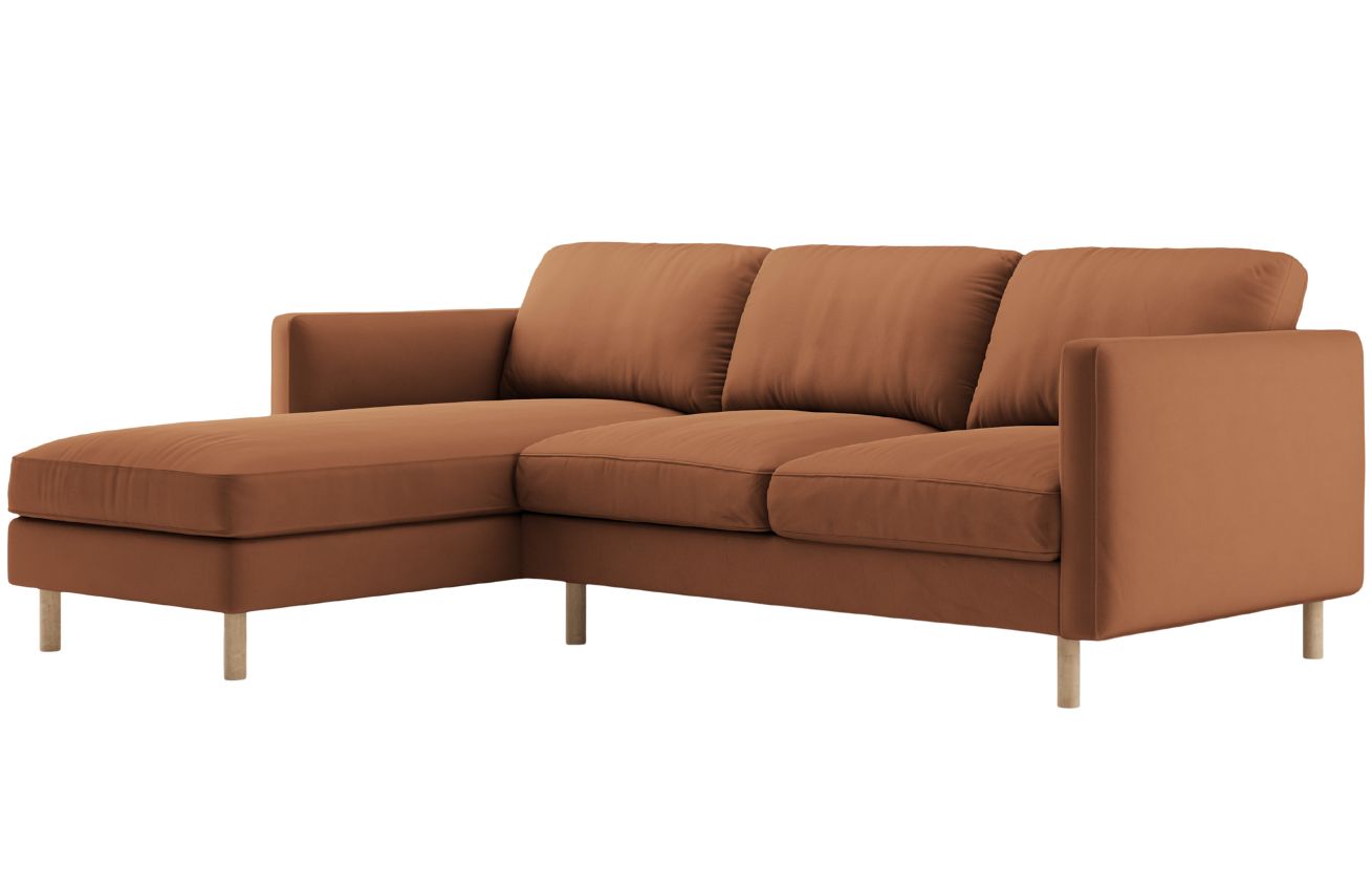 Micadoni Oranžová sametová rohová pohovka Eden 250 cm