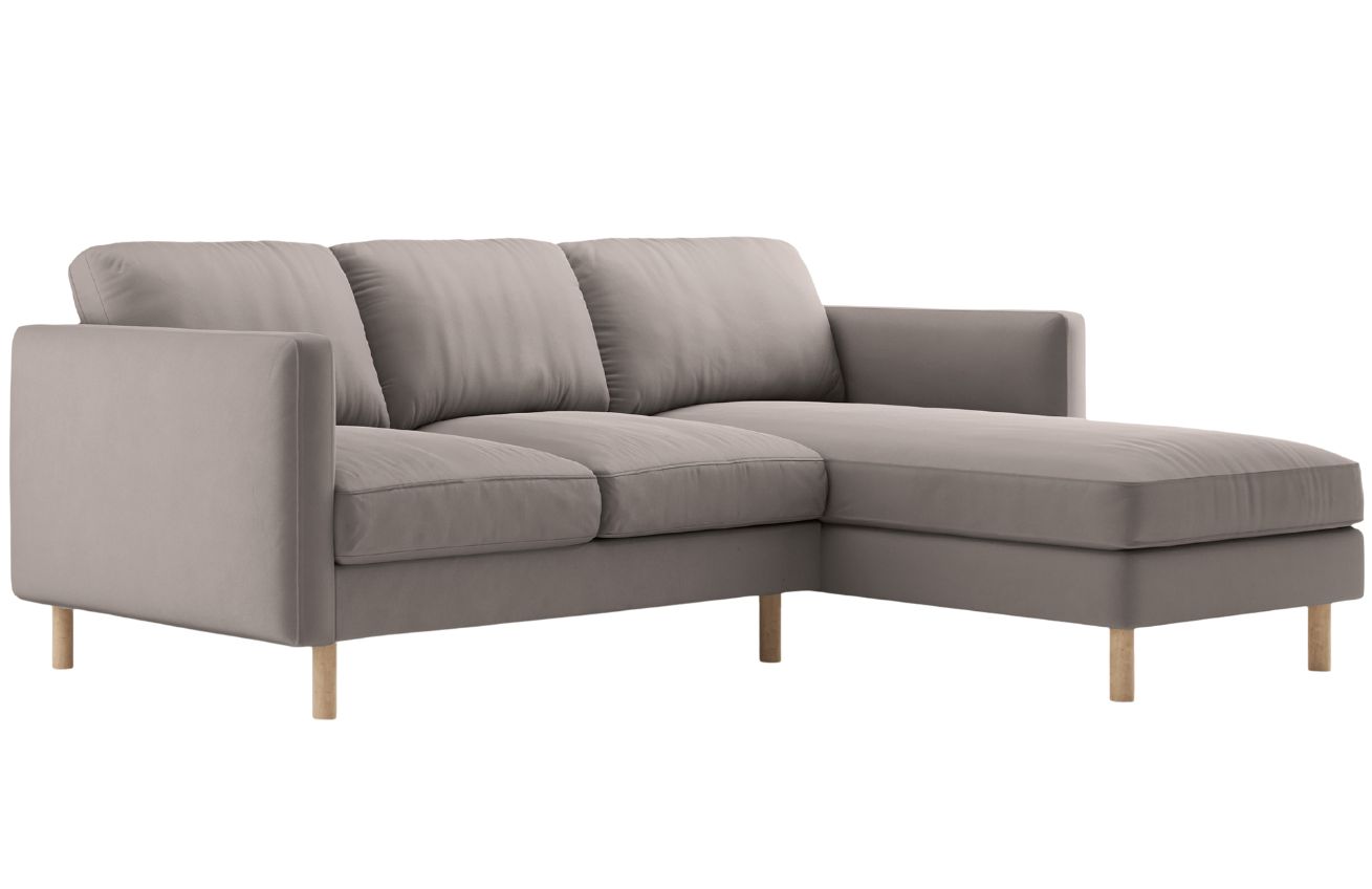 Micadoni Šedobéžová sametová rohová pohovka Eden 223 cm