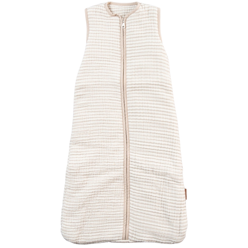 Bílo-béžový mušelínový dětský spací pytel Quax Natural 90 cm