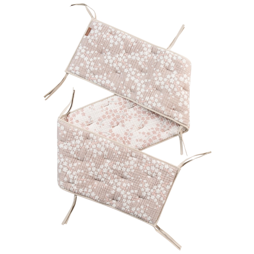 Růžový bavlněný mantinel do postýlky Quax Natural 172 cm