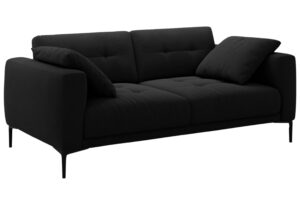 Micadoni Černá sametová trojmístná pohovka Bemy 200 cm