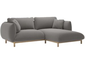 Micadoni Šedá sametová rohová pohovka Ada 214 cm