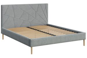 Mesonica Šedá čalouněná dvoulůžková postel Alano 180 x 200 cm s geometrickým prošíváním