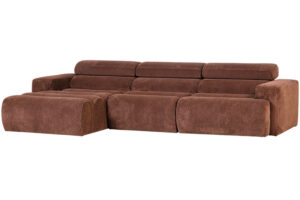 WOOOD Hnědočervená manšestrová rohová pohovka Novi 300 cm