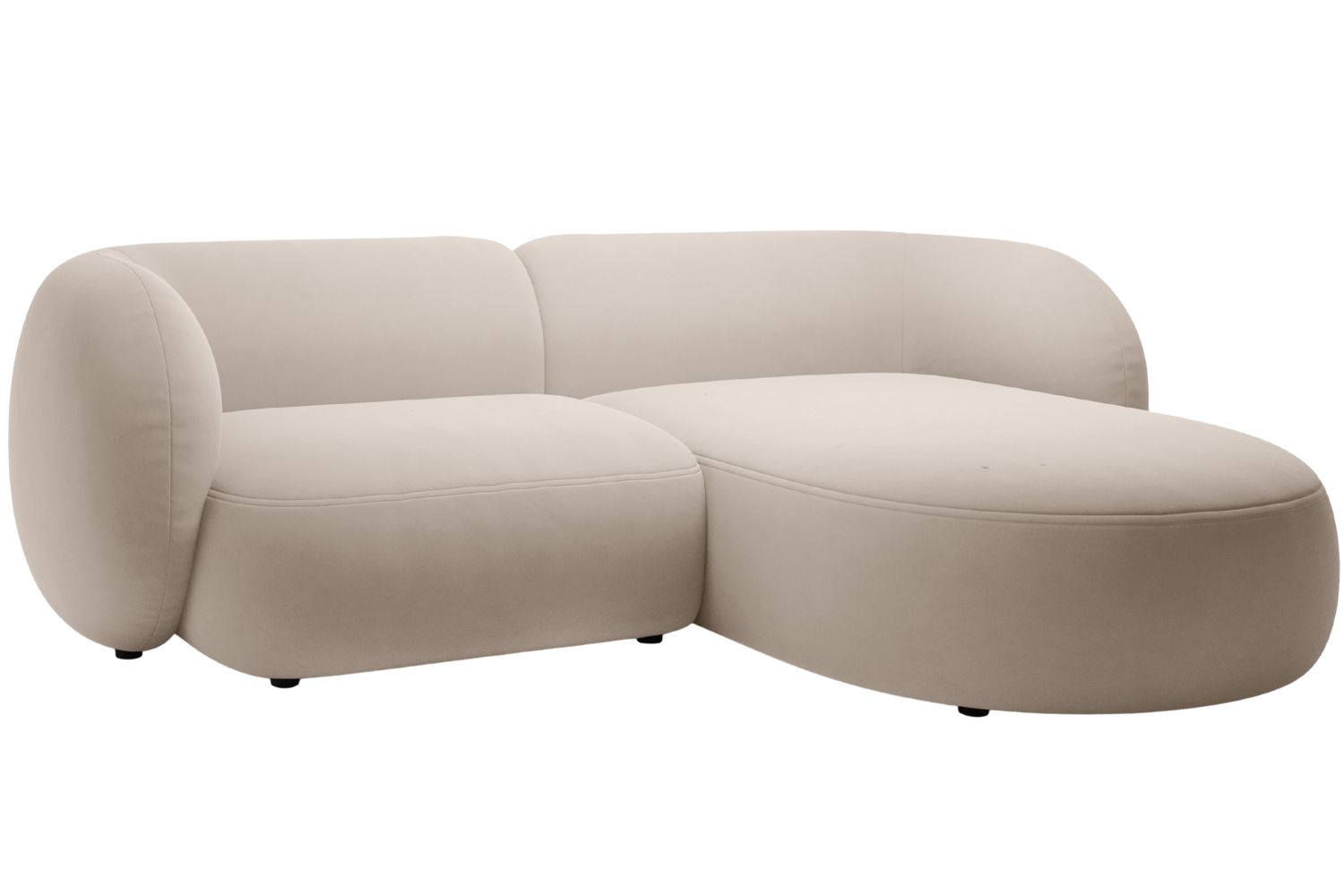 Micadoni Béžová sametová rohová pohovka Kate 255 cm