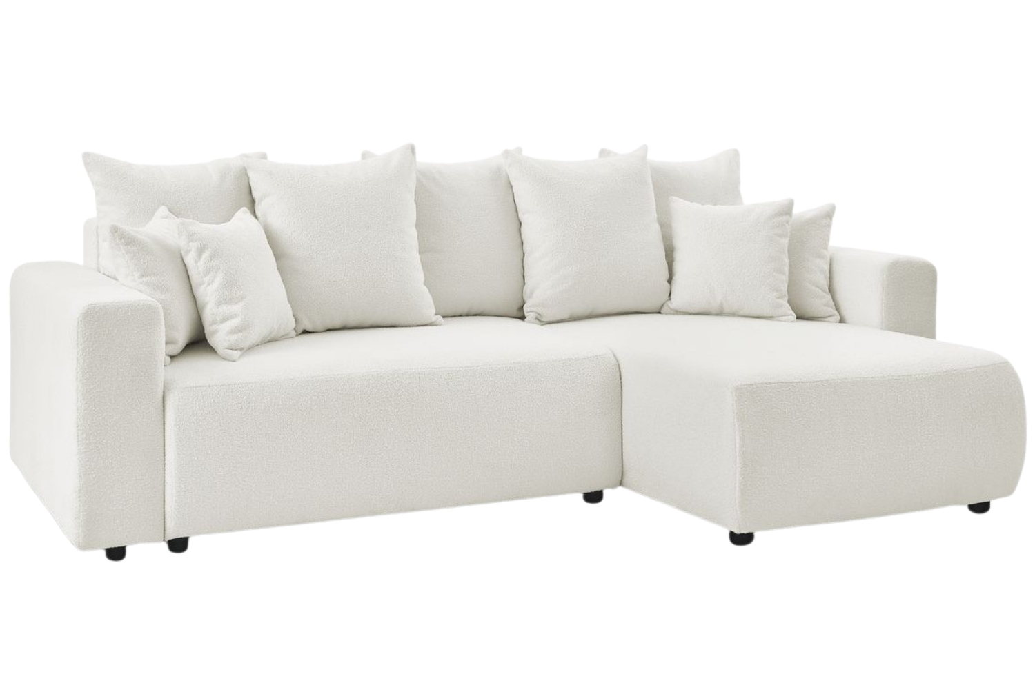 Bobochic Paris Bílá bouclé rohová rozkládací pohovka Envy 282 cm