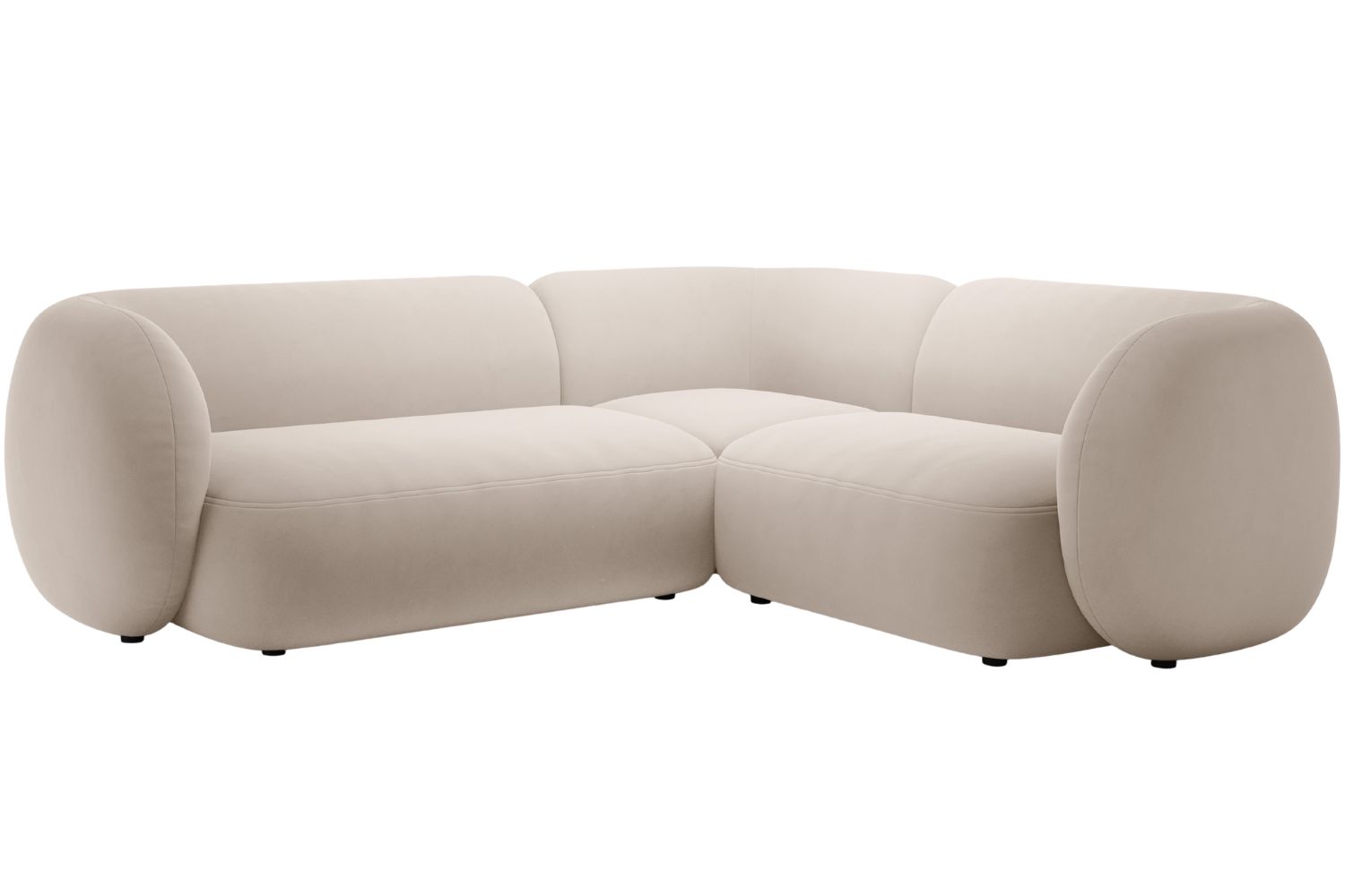 Micadoni Béžová sametová rohová pohovka Kate 252 cm
