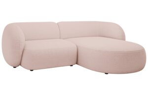 Micadoni Světle růžová bouclé rohová pohovka Kate 255 cm