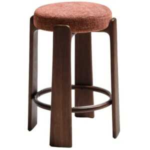 Kave Home Terakotově červená ořechová barová židle Granite II. 75 cm