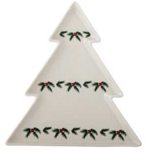 Bloomingville Bílý vánoční servírovací talíř Berry