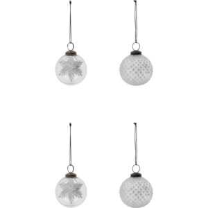 House Doctor Stříbrné skleněné vánoční ozdoby Snowi 7