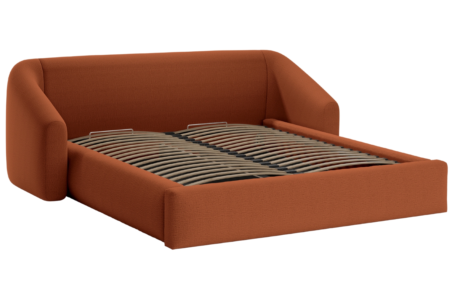 Cosmopolitan Design Terakotově oranžová dvoulůžková postel Campi 160 x 200 cm s úložným prostorem