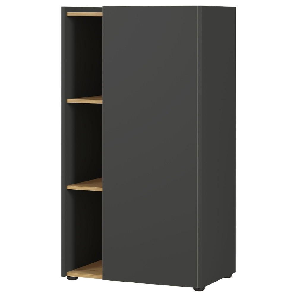 Germania Tmavě šedá kancelářská skříň Austin 115 x 62 cm s dubovým dekorem