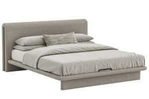 Woodsoft Béžová bouclé dvoulůžková postel Nola 180 x 200 cm