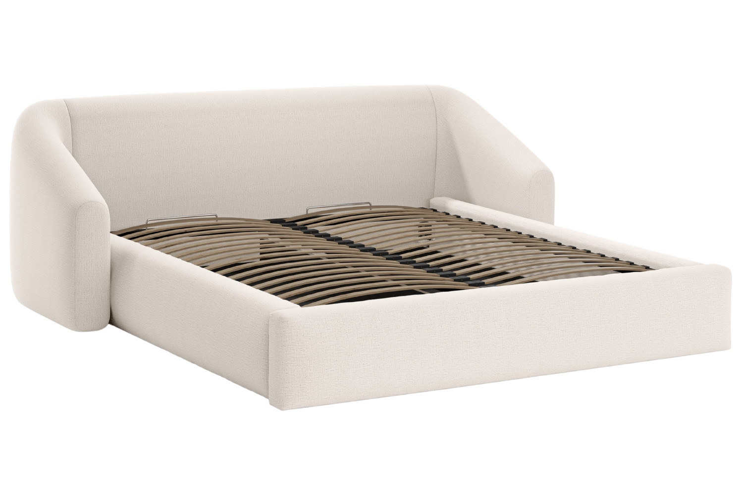 Cosmopolitan Design Světle béžová dvoulůžková postel Campi 180 x 200 cm s úložným prostorem