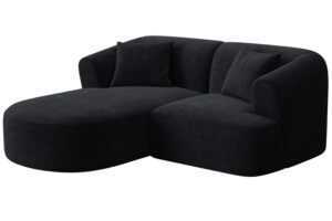 Cosmopolitan Design Černá manšestrová rohová pohovka Campi 180 cm