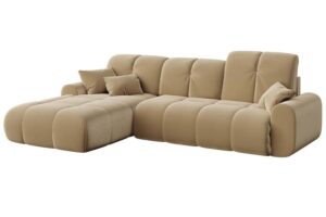 Devichy Béžová sametová rozkládací pohovka Tous 290 cm