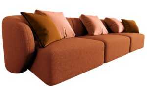 Maison Heritage Terakotově oranžová trojmístná pohovka Chiara 266 cm