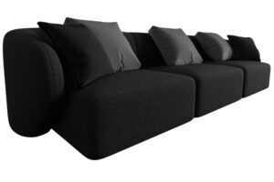 Maison Heritage Černá trojmístná pohovka Chiara 266 cm