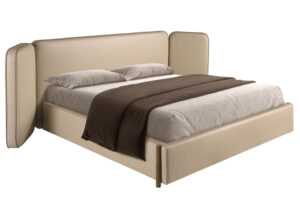 Angel Cerdá Béžová koženková dvoulůžková postel No. 7218