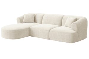 Cosmopolitan Design Krémově bílá manšestrová rohová pohovka Campi 256 cm