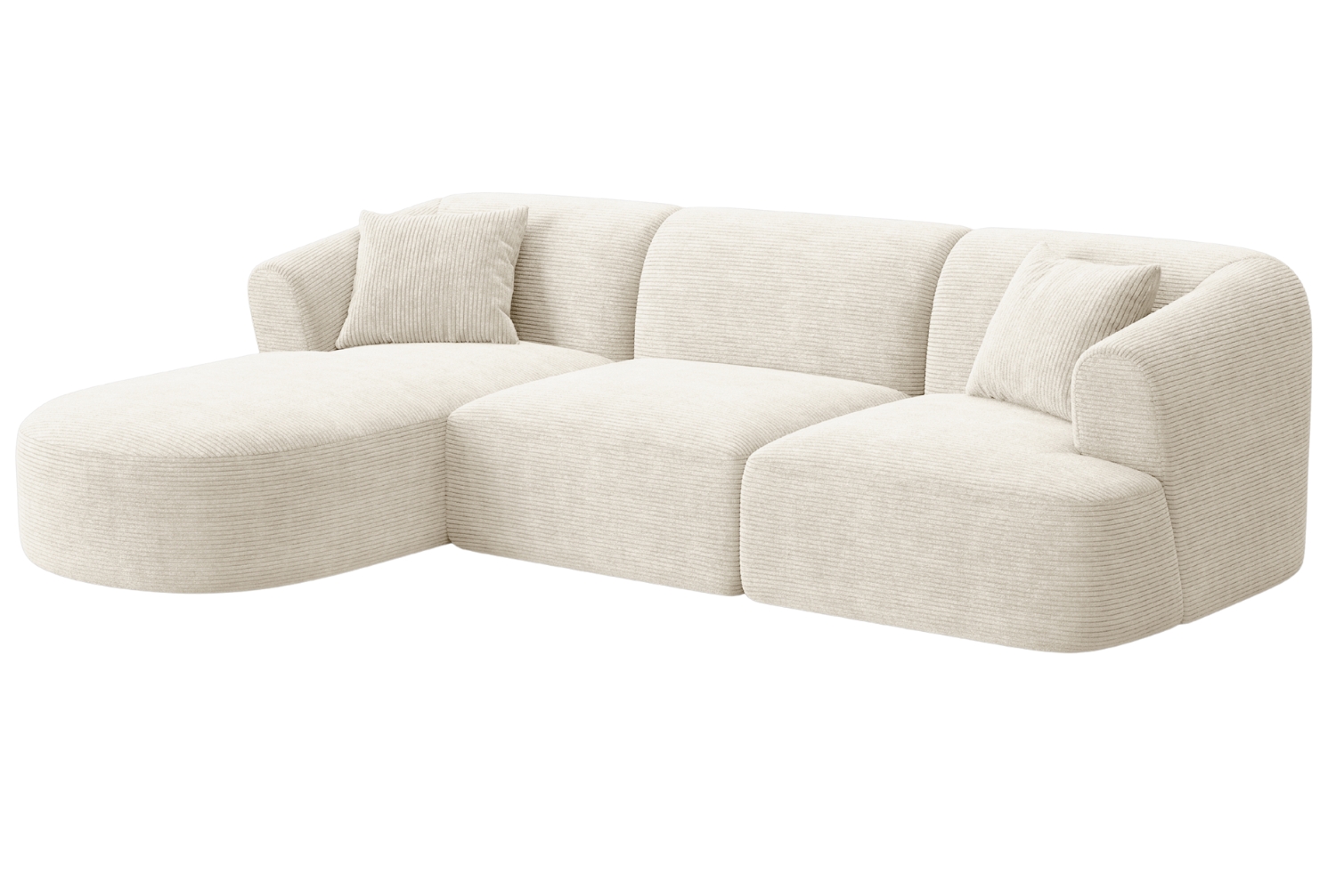 Cosmopolitan Design Krémově bílá manšestrová rohová pohovka Campi 256 cm