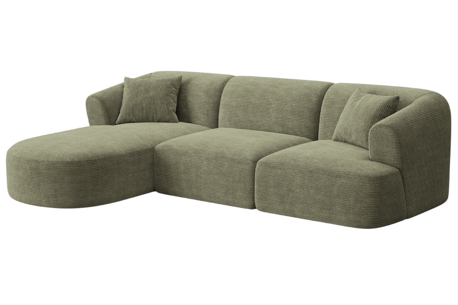 Cosmopolitan Design Zelená manšestrová rohová pohovka Campi 256 cm