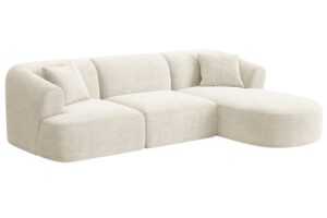 Cosmopolitan Design Krémově bílá manšestrová rohová pohovka Campi 256 cm