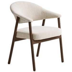 Unique Furniture Krémově bílá jídelní židle Elk s tmavou dubovou podnoží