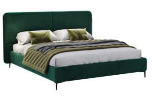 Woodsoft Zelená sametová dvoulůžková postel Catania 180 x 200 cm