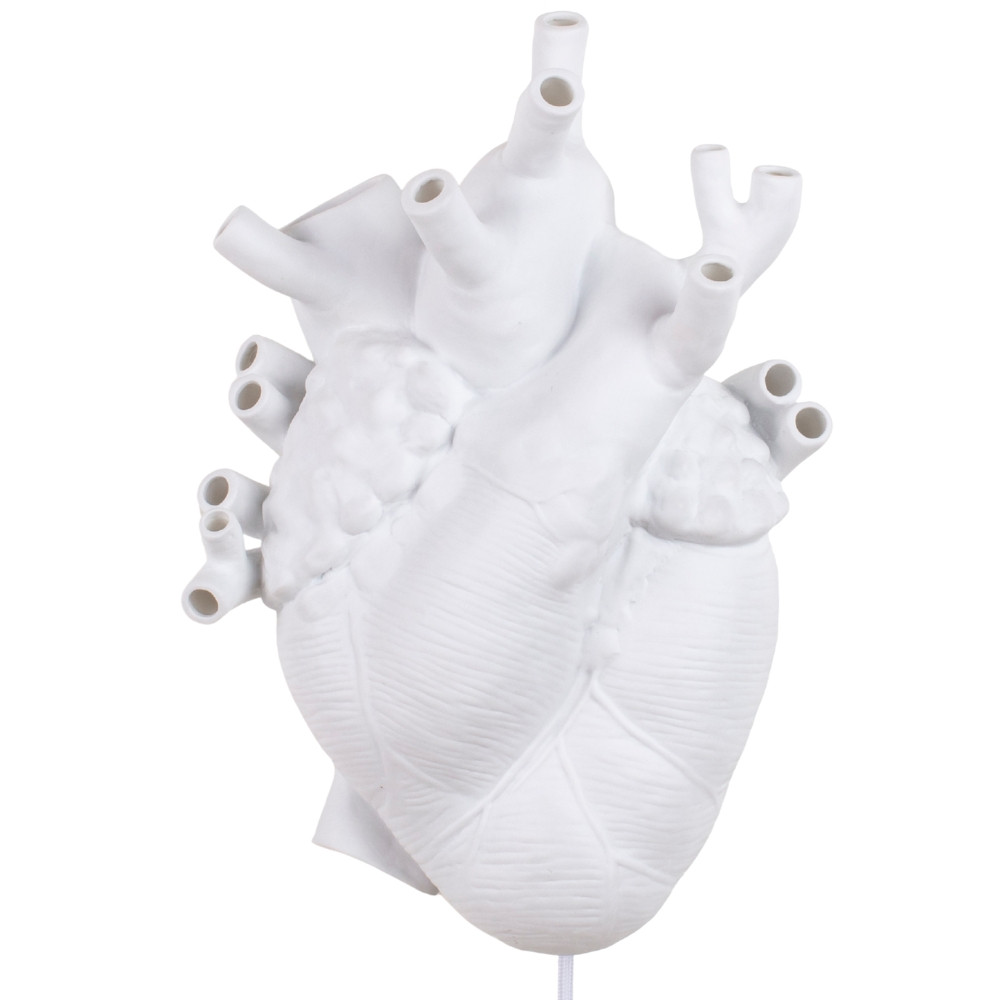 Seletti Bílé porcelánové nástěnné světlo Heart