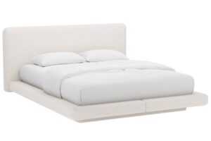 Micadoni Světle béžová dvoulůžková postel Linea 200 x 200 cm