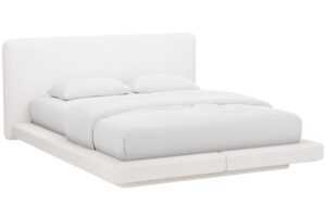 Micadoni Bílá bouclé dvoulůžková postel Linea 180 x 200 cm