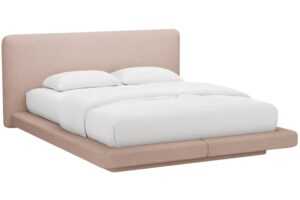 Micadoni Růžová bouclé dvoulůžková postel Linea 180 x 200 cm