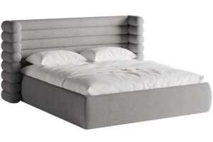 Micadoni Šedá bouclé dvoulůžková postel Mount 160 x 200 cm