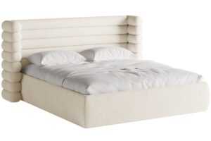 Micadoni Bílá bouclé dvoulůžková postel Mount 160 x 200 cm