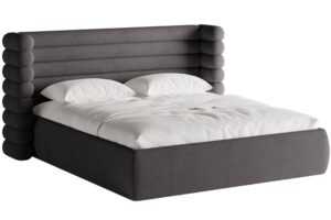 Micadoni Tmavě šedá bouclé dvoulůžková postel Mount 180 x 200 cm