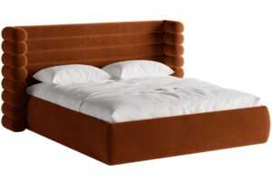 Micadoni Terakotově oranžová sametová dvoulůžková postel Mount 160 x 200 cm