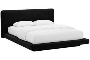 Micadoni Černá sametová dvoulůžková postel Linea 160 x 200 cm
