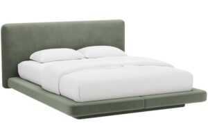 Micadoni Zelená sametová dvoulůžková postel Linea 180 x 200 cm
