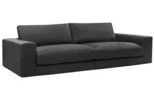 Bobochic Paris Černá kožená trojmístná pohovka Leonard 274 cm