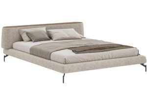 Woodsoft Béžová čalouněná dvoulůžková postel Vertigo 200 x 200 cm