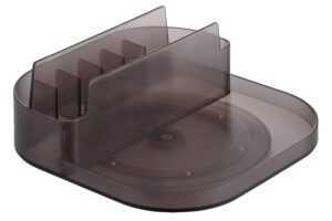 YAMAZAKI Kouřově šedý plastový otočný úložný organizér Tower 20 x 20 cm s přihrádkami