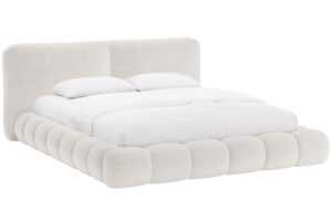 Micadoni Světle béžová žinylková dvoulůžková postel Solange 160 x 200 cm